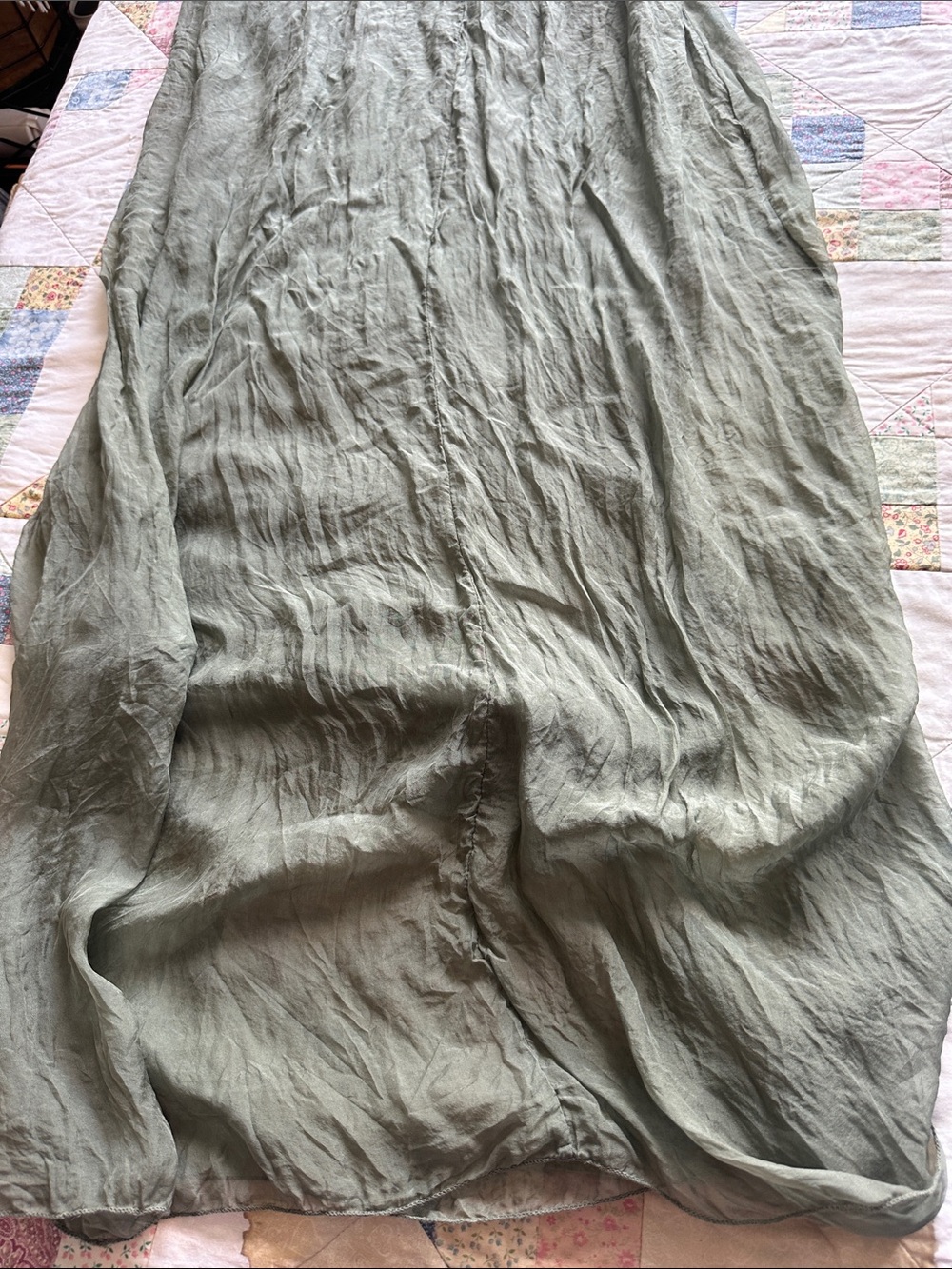W—Women’s Olive Green Silk Maxi dress - Picture 5 of 11